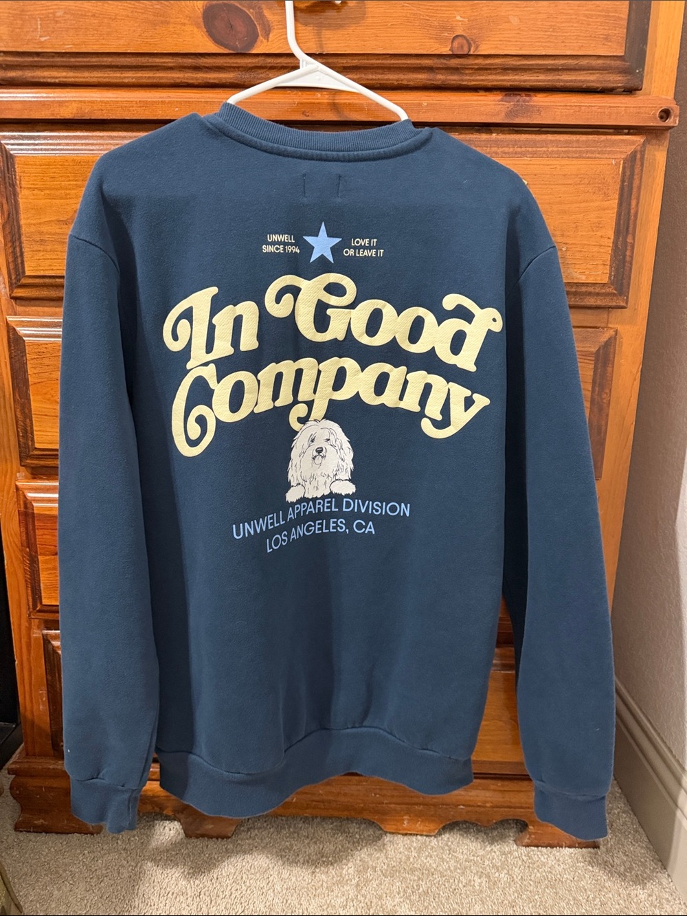 In Good Company Navy Crewneck Sweatshirt with Cream Graphic